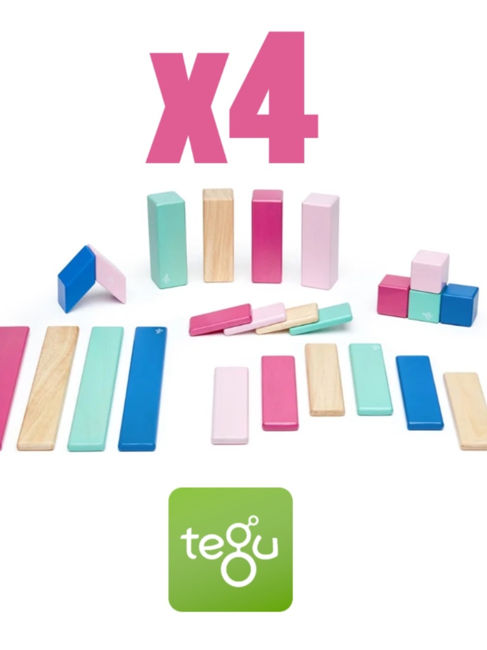 Tegu Magnetic Blocks | 96 pieces | Blossom Color